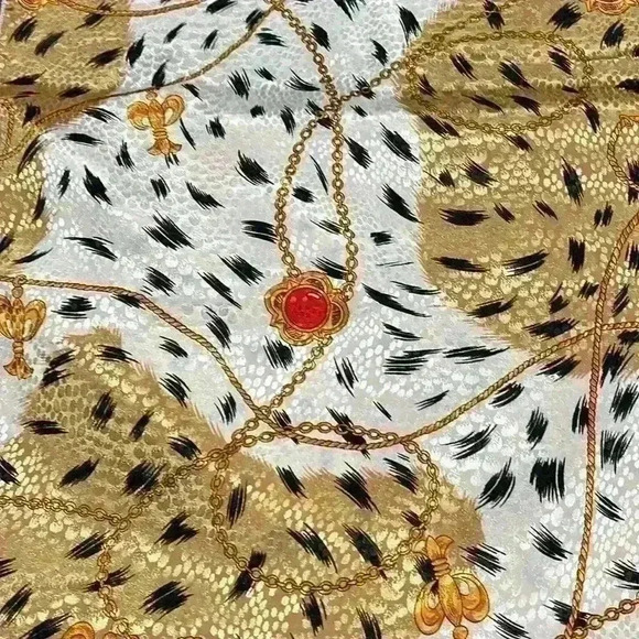 Vintage Leopard print/gold jewels scarf 36” x 36” - Picture 4 of 5